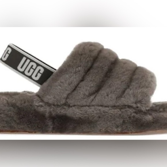 Women’s Grey UGG Fluff Yeah Slide Slipper - size 8 - Picture 1 of 4